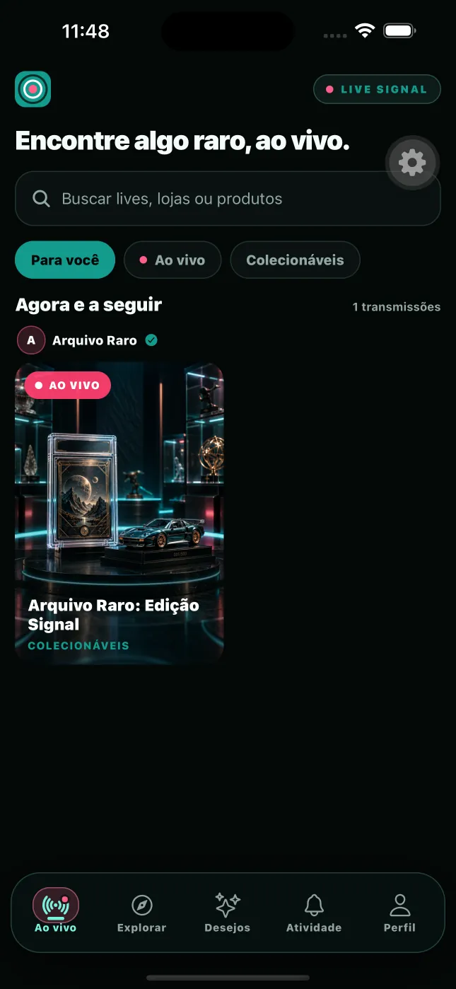 Feed de lives do aplicativo SeleLive